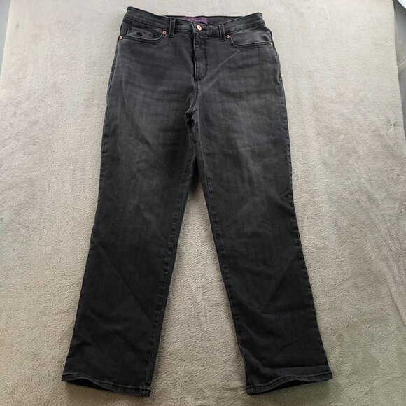 Gloria Vanderbilt Womens Amanda Jeans Size 12S Black Denim Straight Leg Classic - Picture 13 of 14